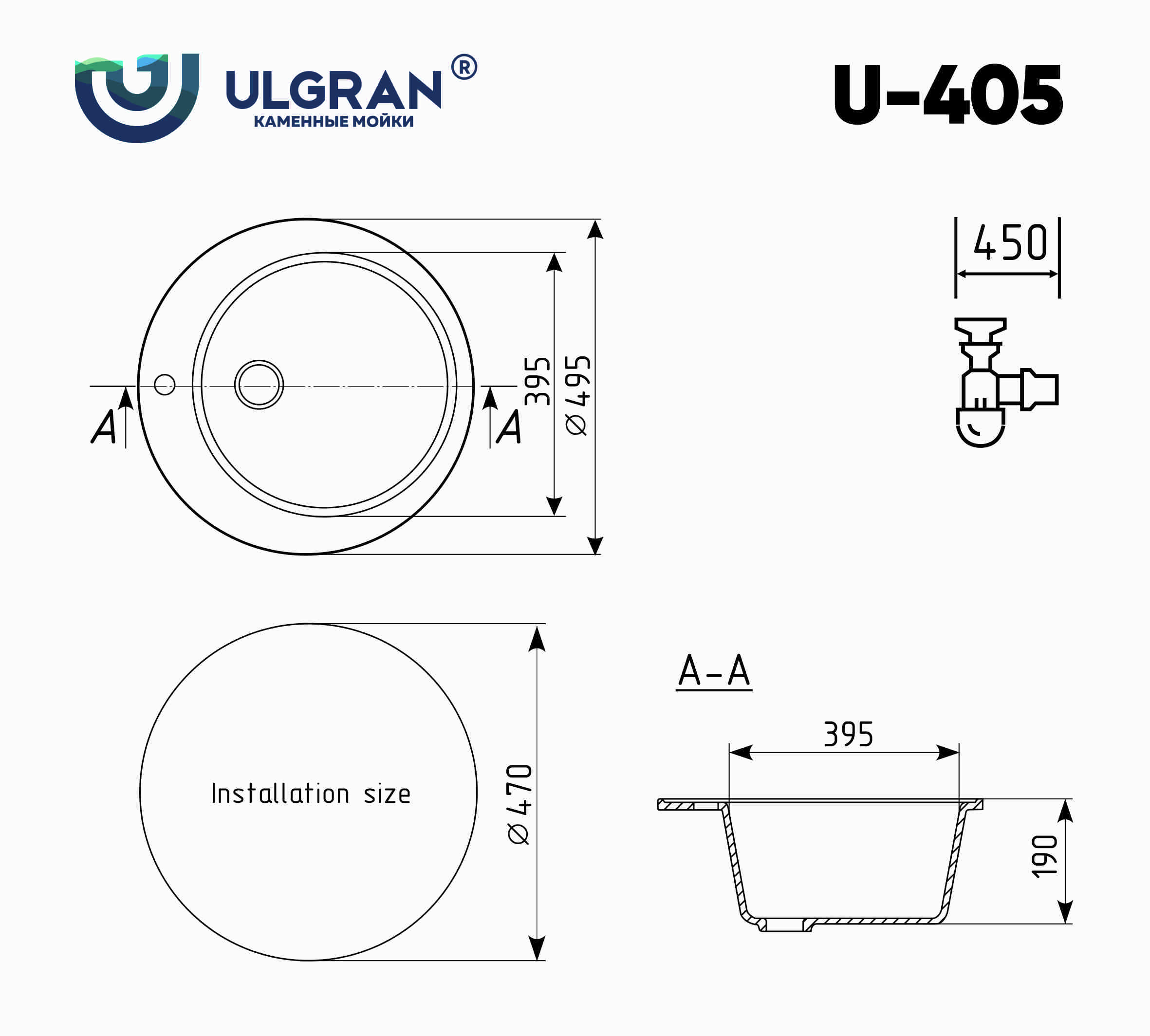 Мойка Ulgran U-405-331 белый